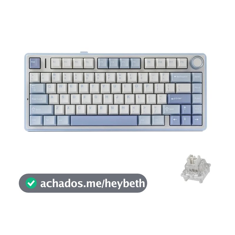 Teclado Aula F75 Sem Fio Mecânico Tri Mode Hot Swap Cor de teclado Azul Sal Marinho Idioma Inglês US