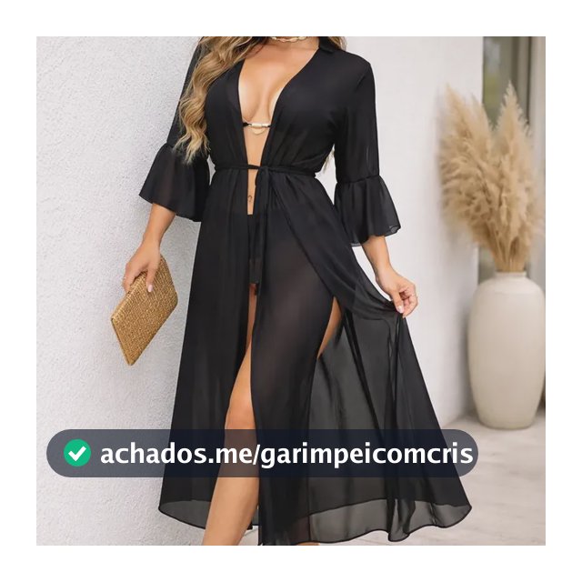 Saída De Praia Vestido Longo Tule Kimono Lançamento Gringa