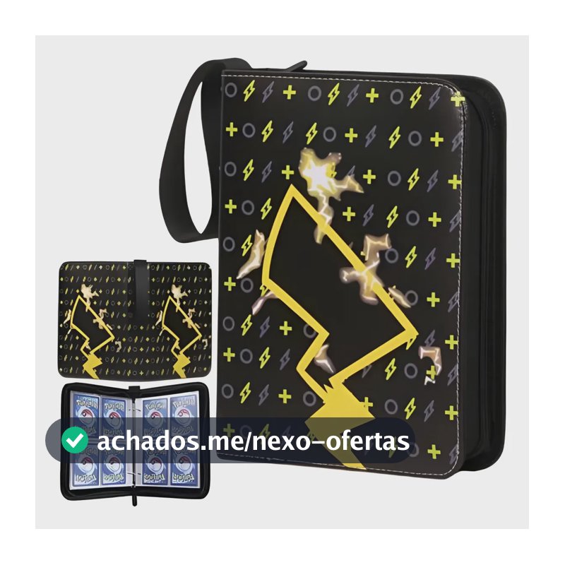 Fichário Porta Cards Pokémon 400 Capa Dura Com Zíper