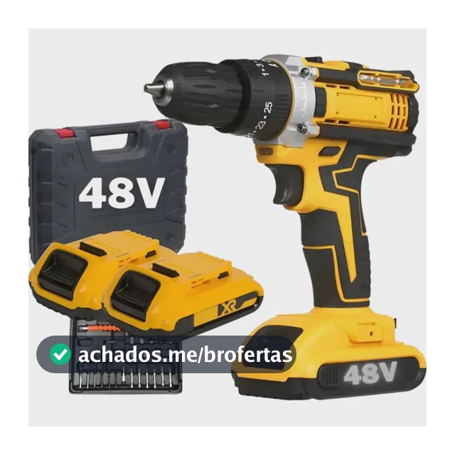 Parafusadeira Furadeira 48v Profissional +2 Baterias +maleta Amarelo 127/220v