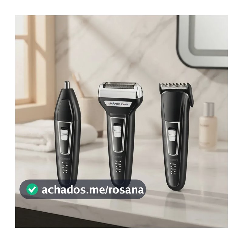 Máquina de Cortar Cabelo 3 em 1 Aparador de Pelos Nariz e Orelhas Kemei KM-6558