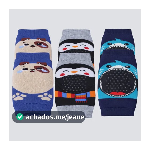 Kit 3 Pares Joelheira Bebe Engatinhar Antiderrapante Infanti