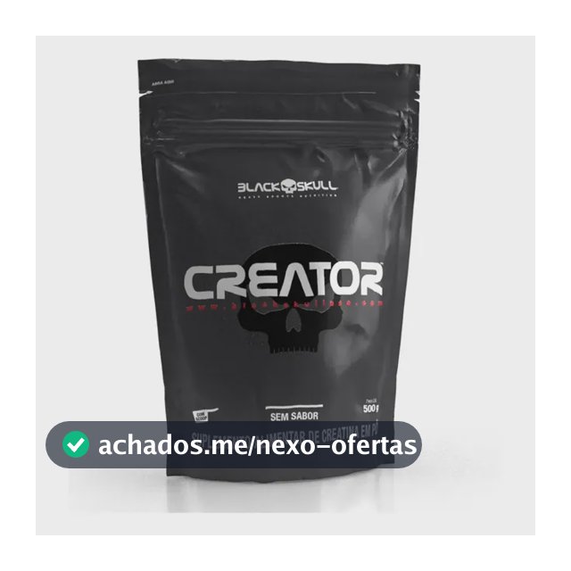 Creator - Creatina Monohidratada - 500g - Refil Black Skull Sabor Sem sabor