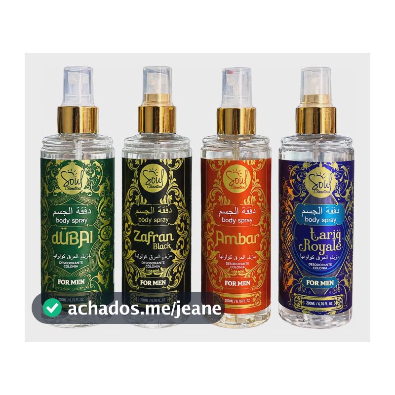 Kit 4 Body Splash Arabe Soul Masculino Deocolônia 200ml
