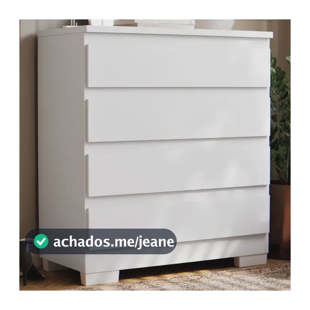 Cômoda 4 Gavetas Para Quarto Infantil Casal Grande Multiuso Organizadora Roupas Com Corrediças Telescópicas Pés Imperial Cor Branco