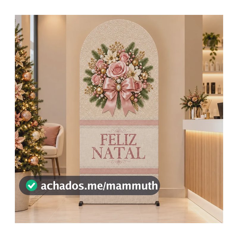 Painel Natal Guirlanda Romano 2x1m Decoração de Festa Capa Painel Natalino Em Tecido Veste Facil Com Elástico
