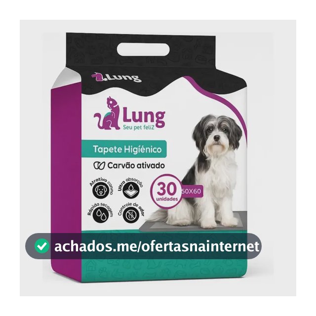 Tapete Higienico Carvão Ativado 50x60cm 30 Un Cachorro Pet Preto