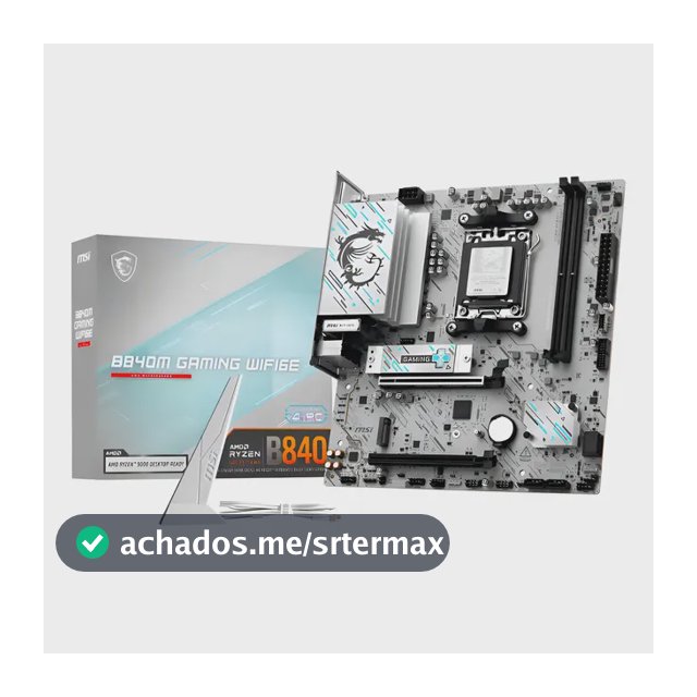 Placa Mãe Msi B840m Gaming Wifi6e Am5 2xddr5 Amd B840 Matx Cor Branco