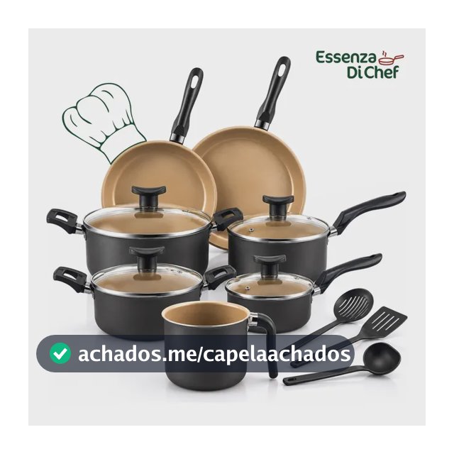 Conjunto Panelas Antiaderente 10 Peças Teflon Várias Cores Preto Com Beje