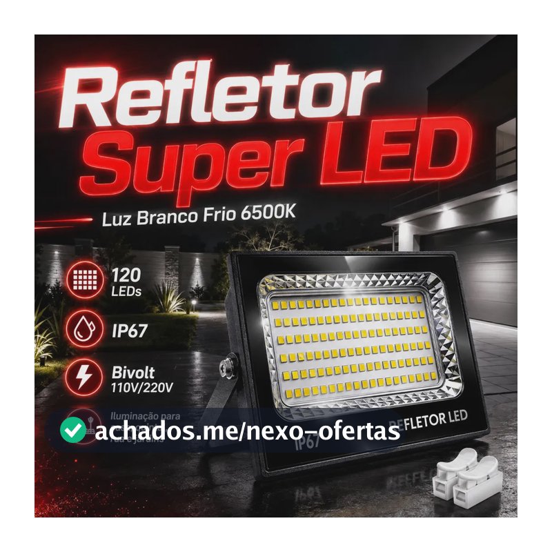 Kit 3 Refletores LED 500W UC68 Branco Frio 6500K IP67 Alumínio Externo