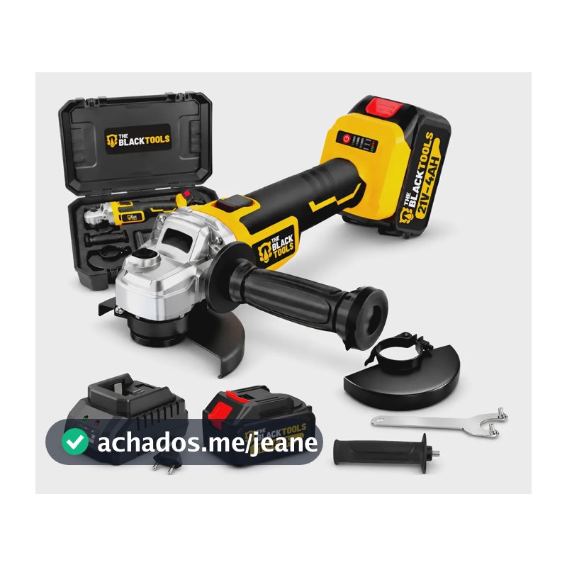 Lixadeira Manual Esmerilhadeira Bateria 21v 4ah + Maleta Preto E Amarelo 127/220v
