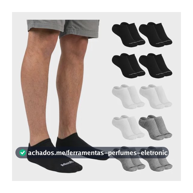 Kit 10 Pares Meia Invisível Soquete Algodão Confortável Mash