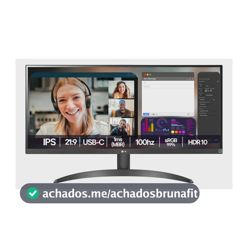 Monitor LG UltraWide - Tela IPS de 29", 21:9, HDR10, sRGB 99%, 100Hz, Preto- 29WQ500B