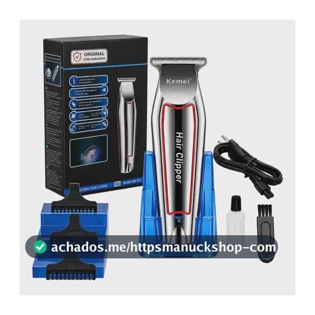 Maquina Acabamento Cortar Cabelo Barba E Pelos Kemei 032 Prateado 127/220v