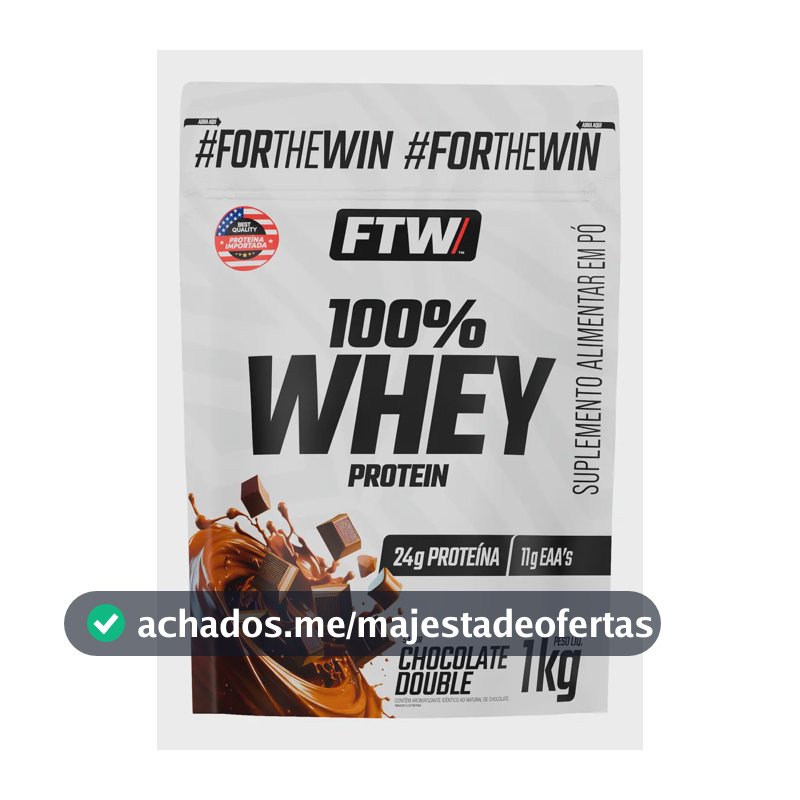 Suplemento Whey Protein 100% Concentrado Refil 1kg Sabor Chocolate Double FTW