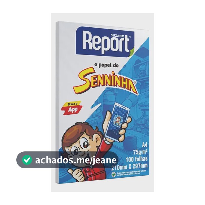 Papel Sulfite Report A4 100 Folhas Seninha Branco 75g Suzano