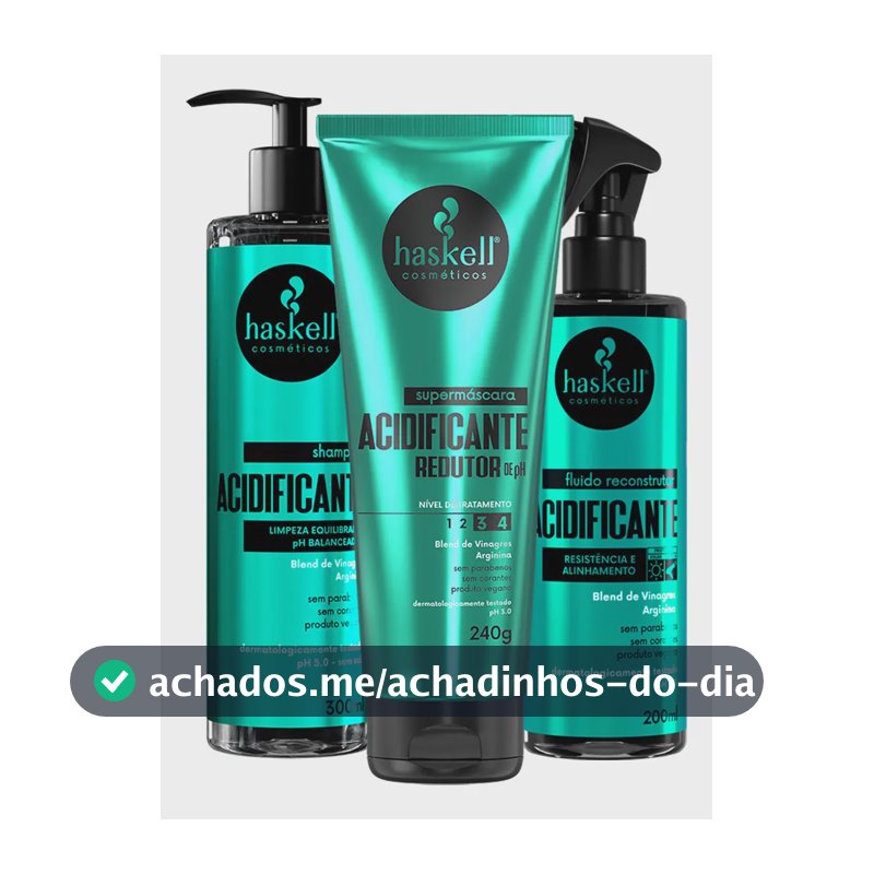 Kit Haskell Acidificante Sh 300ml Másc 240gr E Fluido 200ml
