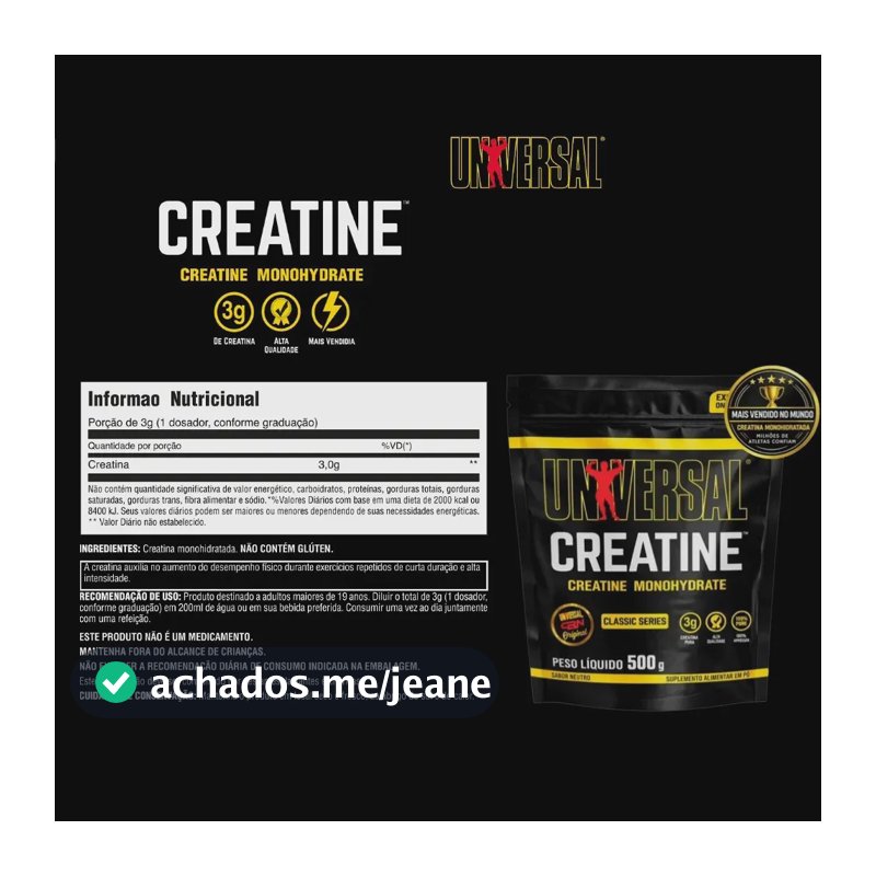 Creatina Monohidratada Refil 500g Universal Nutrition