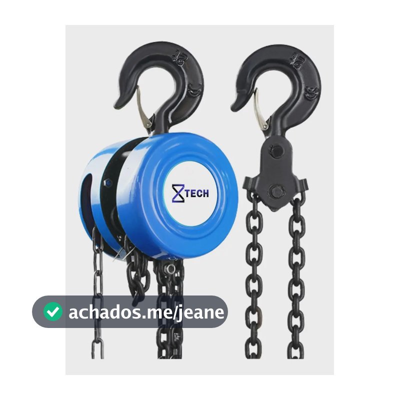 Talha Manual 1 Tonelada 1000kg Corrente 2 Metros De Elevação Com Freio Reforçado - 8X TECH