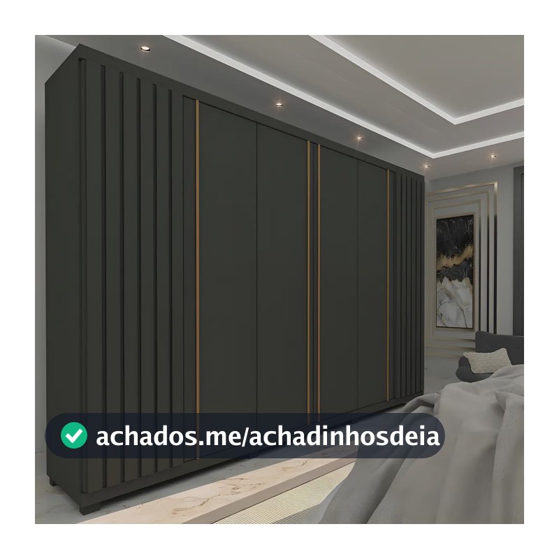 Guarda-roupa Casal Gelius Móveis Grafite 6 Portas 4 Gavetas MDF