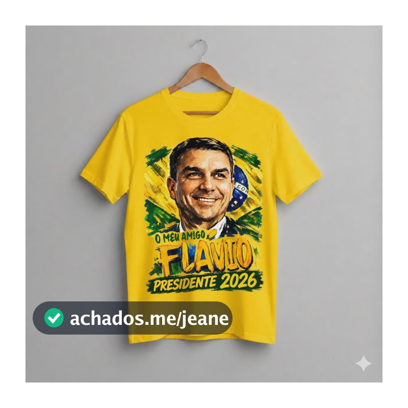 Camiseta Unissex O Meu Amigo Flávio Presidente 2026 Bt1201 Amarelo P