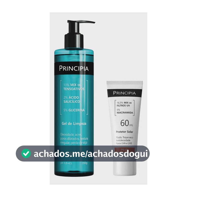 Principia Kit Gel de Limpeza GL-01 + Protetor Solar Facial PS-01 FPS 60