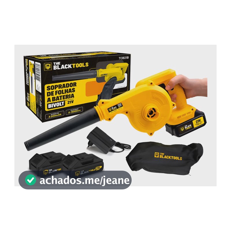 Soprador Aspirador Portátil 21v Com Saco Coletor + 2 Bateria Amarelo 127/220v