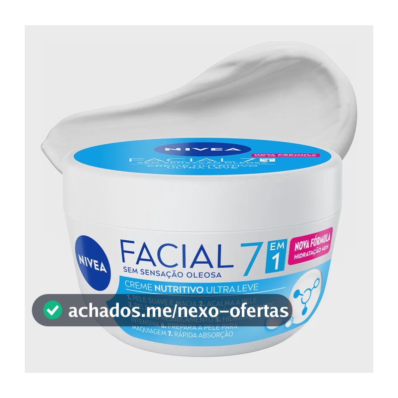 NIVEA Creme Facial Nutritivo Ultraleve 7 em 1 100g, BBB 26, Pele Suave e Macia, Acalma, Alivia Ressecamento, Hidratação 48h, Aminoácidos, Cuidado Facial