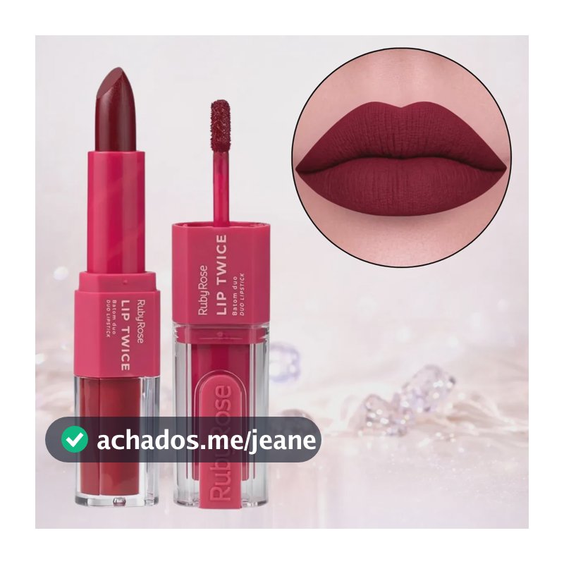 Batom Duo Matte Líquido E Bala Lip Twice Ruby Rose Lt70