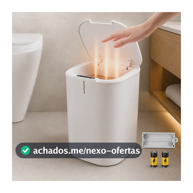 Lixeira Inteligente 16l Sensor Automático Tampa Touch Casa Cinza