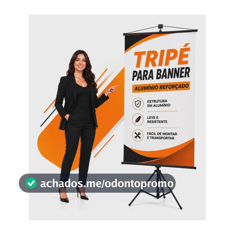 Tripé Banner 2.10m Regulável Aluminio Porta Banner Pedestal Preto