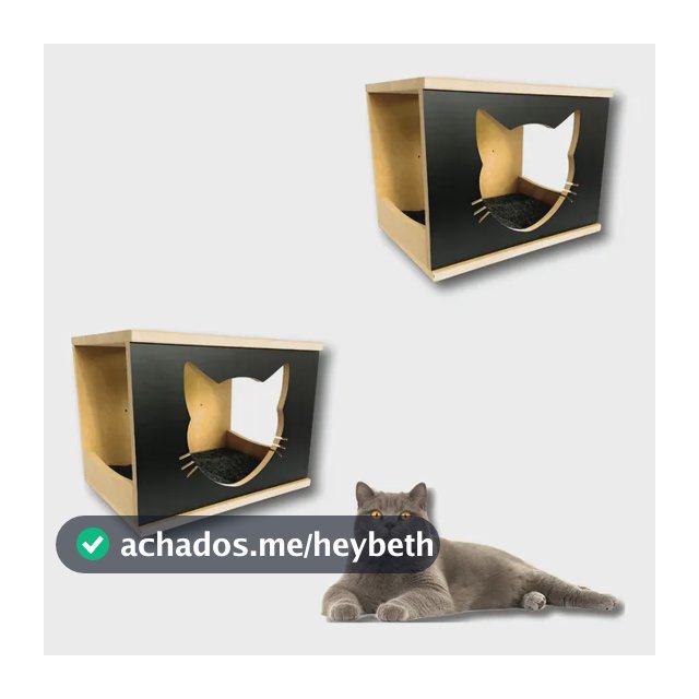 Toca Gato 2pcs Kit Montado Casinha Nicho Mdf 15mm Resistente Cor Preto
