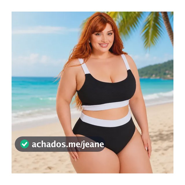 Biquini Plus Size Hot Pant Moda Praia Cintura Alta Bicolor