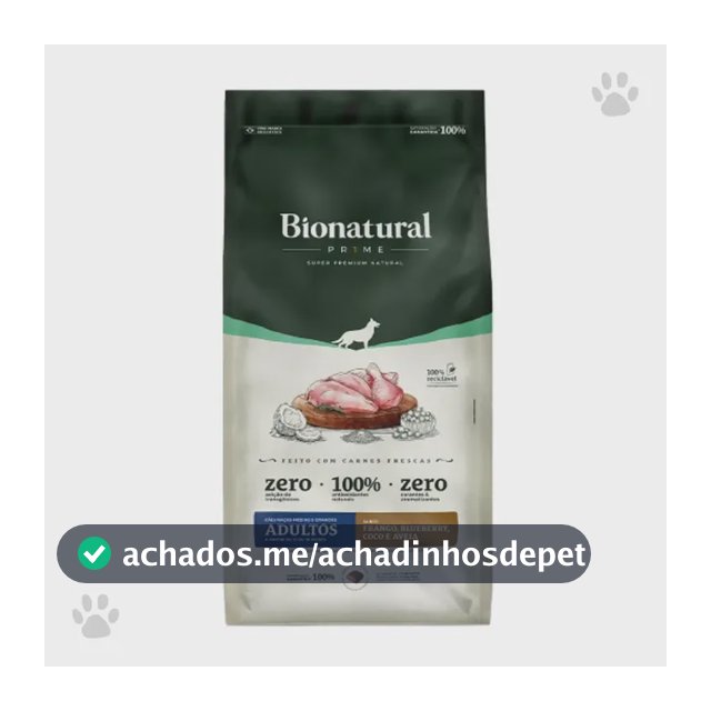 Alimento Ração Bionatural Cães Adulto Raça Média Grande 15kg