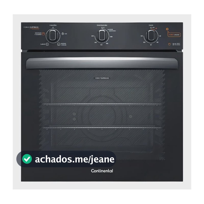 Forno de Embutir Elétrico Continental 80L com TOPLimpaFácil OC8EM