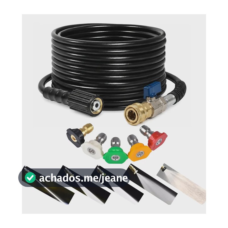 15m Mangueira Bico Registro Engate Rápido Lavadora P/karcher Preto