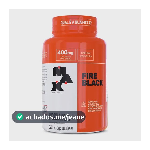Termogênico 60 Cápsulas Fire Black Max Titanium Energia