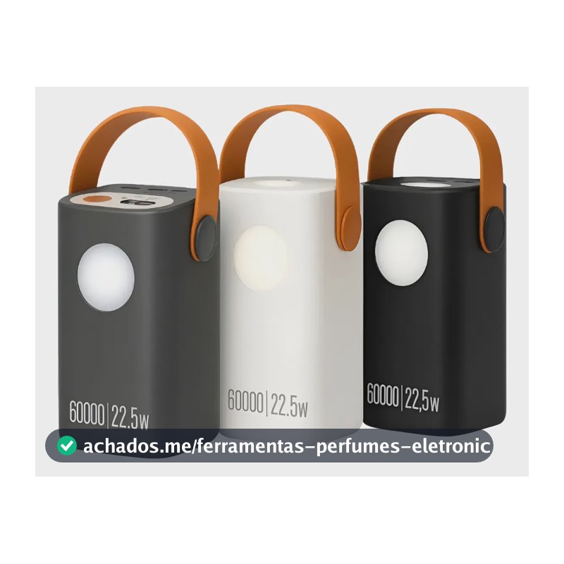 Power Bank 60000mAh Ol1gold Carregador Portátil 5 Portas USB-C Rápido Preto
