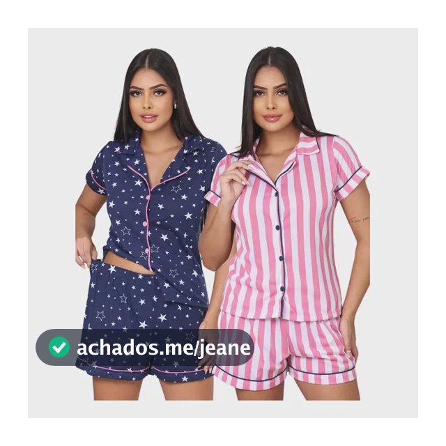 Kit 2 Pijama Feminino Americano Blogueira Golinha Com Botões