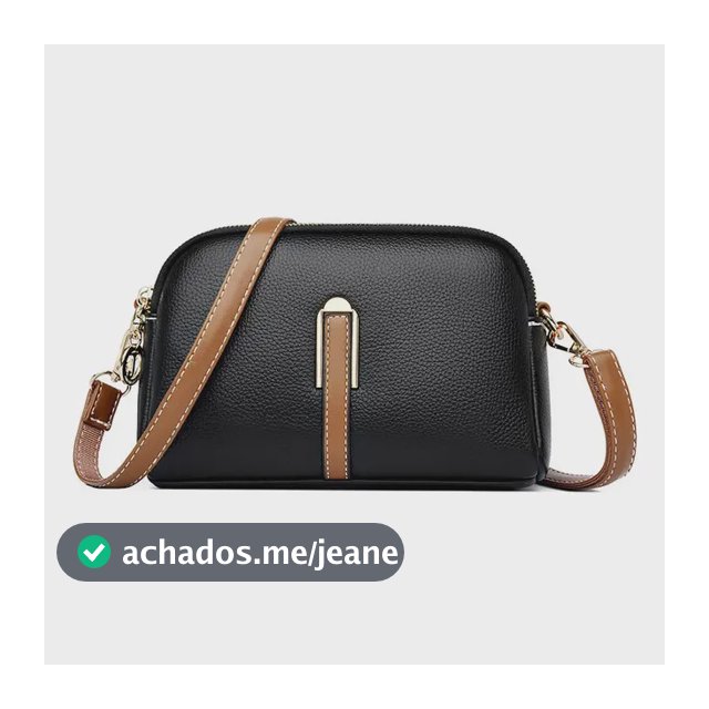 Bolsa Tiracolo Feminina Pequena Em Couro Sintético Preto W2