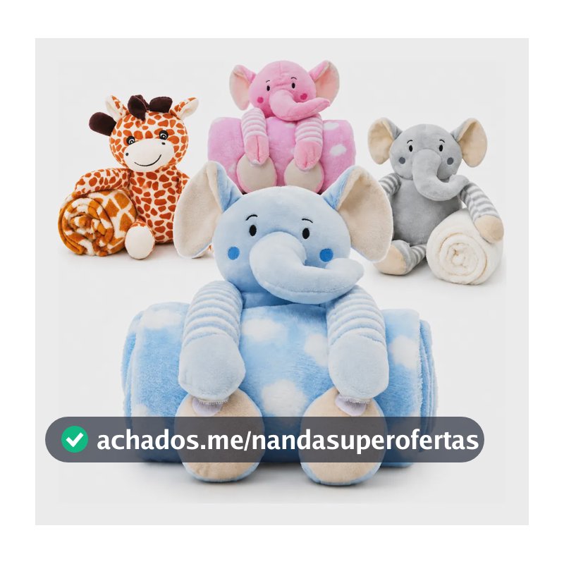 Manta Para Bebê Soft Naninha Pelúcia Antialérgica Enxoval Elefante Azul
