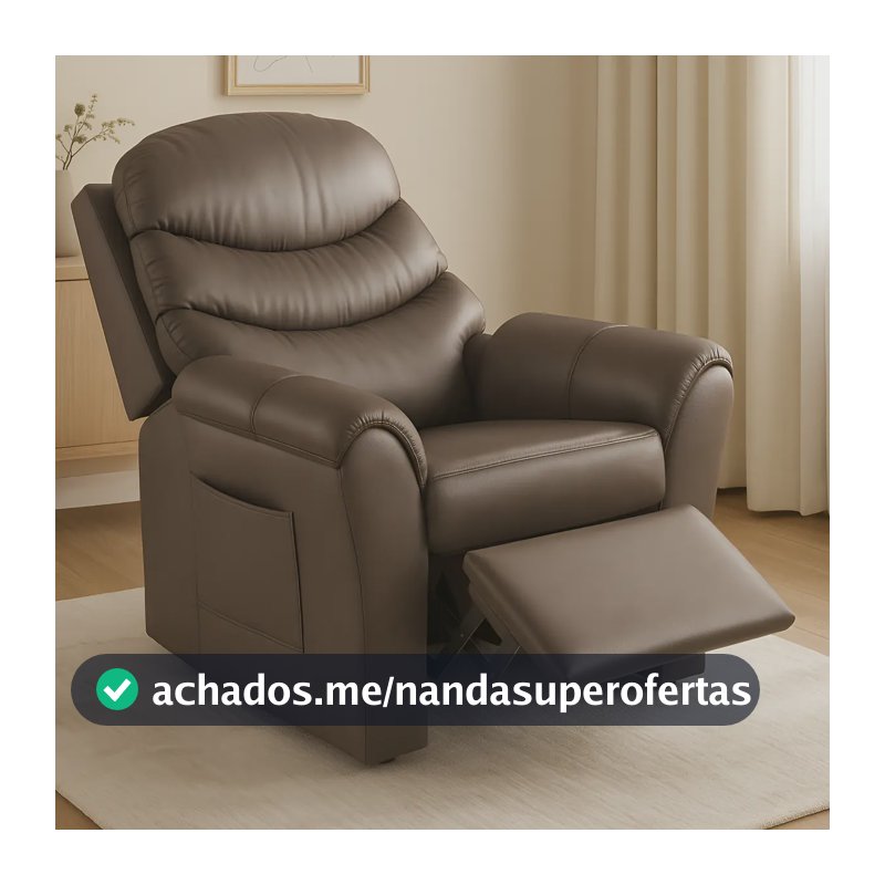 Poltrona Cadeira Do Papai Com Encosto Macio Reclinável E Retrátil Revestido Em Corino Para Sala De Descanso E Amamentação Cor Marrom Marrom - JB ESTOFADOS