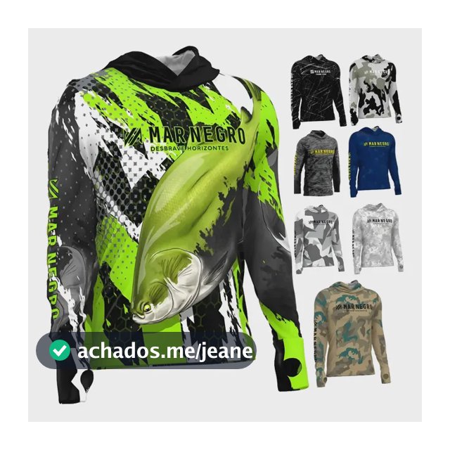 Camisa De Pesca Masculina Proteção Uv Com Capuz - Mar Negro