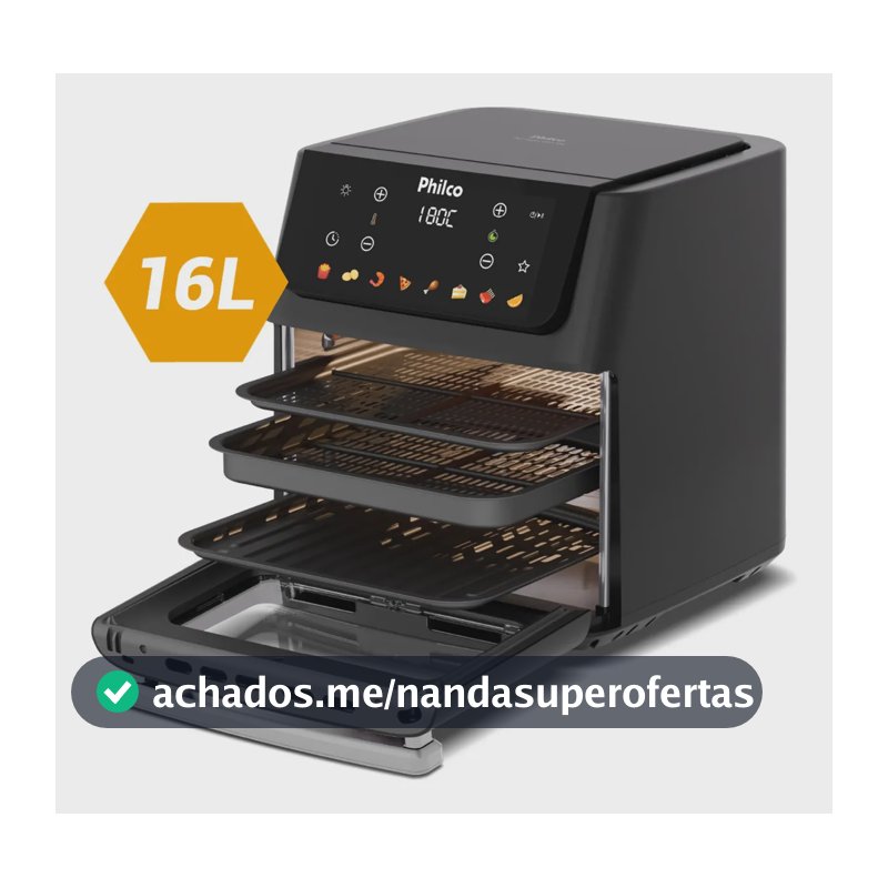 Fritadeira Air Fryer Philco 16 Litros Paf16c Preto 220v