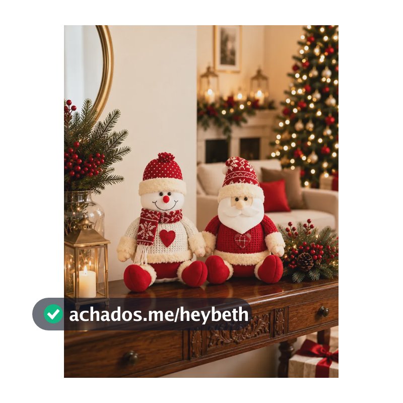 Kit Papai Noel Boneco De Neve Sentado Luxo Decoração Natal Vermelho E Branco