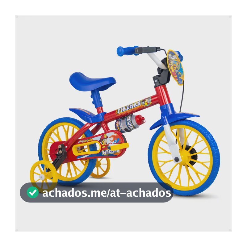 Bicicleta Infantil Aro 12 Menino Nathor Fireman Rodinha 2 A 5 Anos