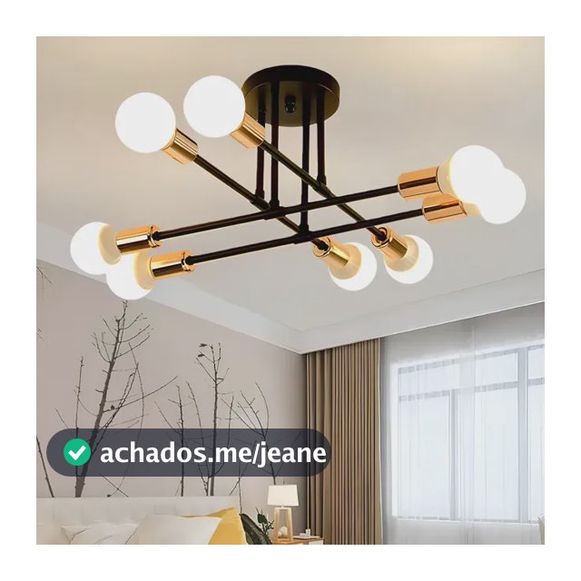 Luminária Lustre Teto Moderno Para Cozinha Sala 8 Cabeças 127/220v Preto/dourado