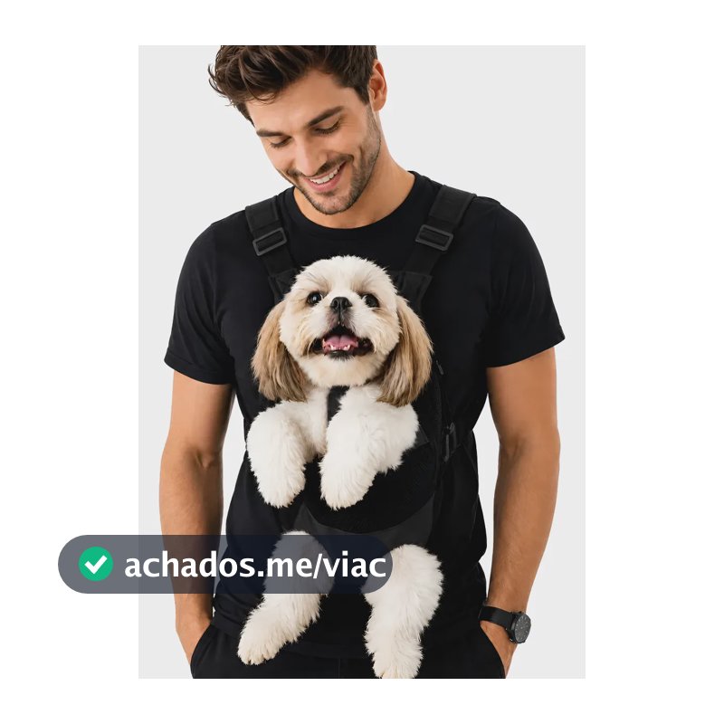 Mochila Canguru Preta Carregador Pet Cão Shitzu