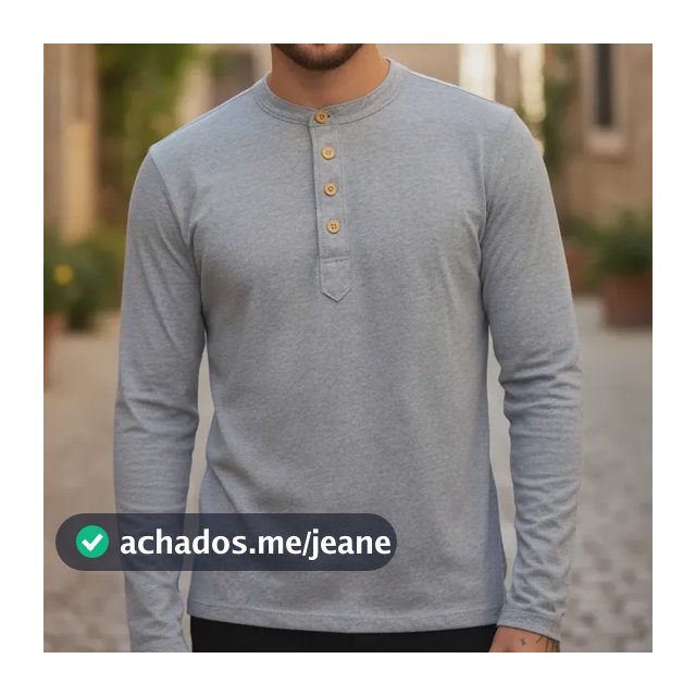 Camisa Henley Masculina De Malha Ecológica Mangas Compridas