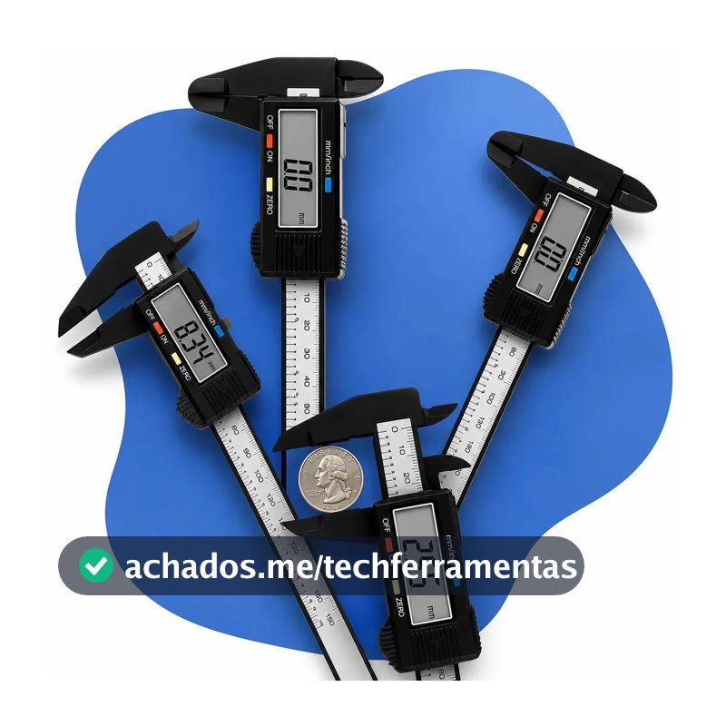 Paquímetro Digital Eletrônico 150mm 6 Pol Alta Precisão 0,01mm LCD Medição Interna Externa Profundidade e Degraus